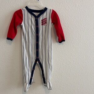 Carter's Boy’s Red and White Striped Footie 9months